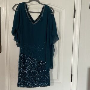 J Kara Teal Beaded Dress